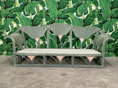 Rattan Pencil Reed Floral Motif Garden Sofa