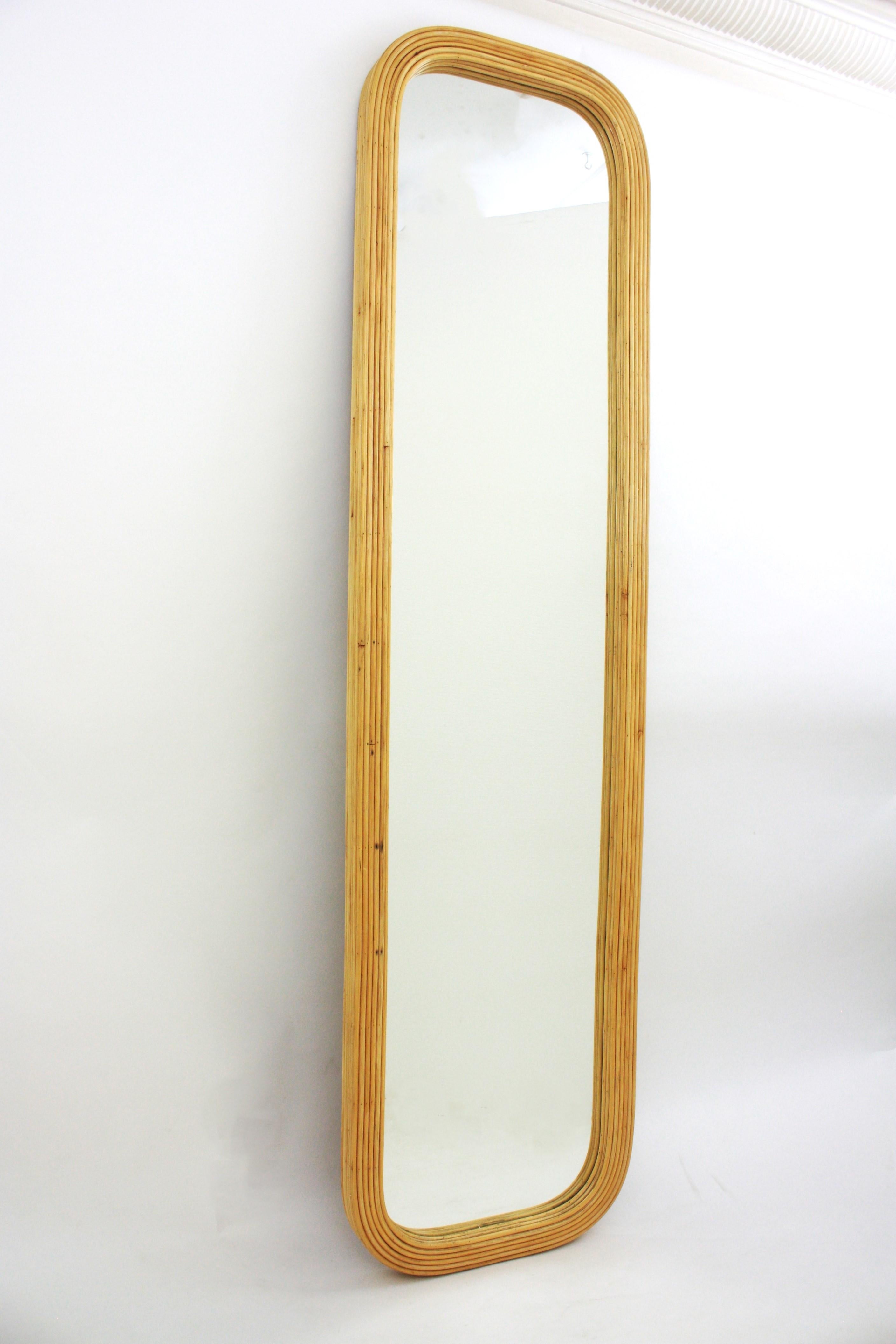 Rattan Pencil Reed Full Length Rectangular Mirror 3