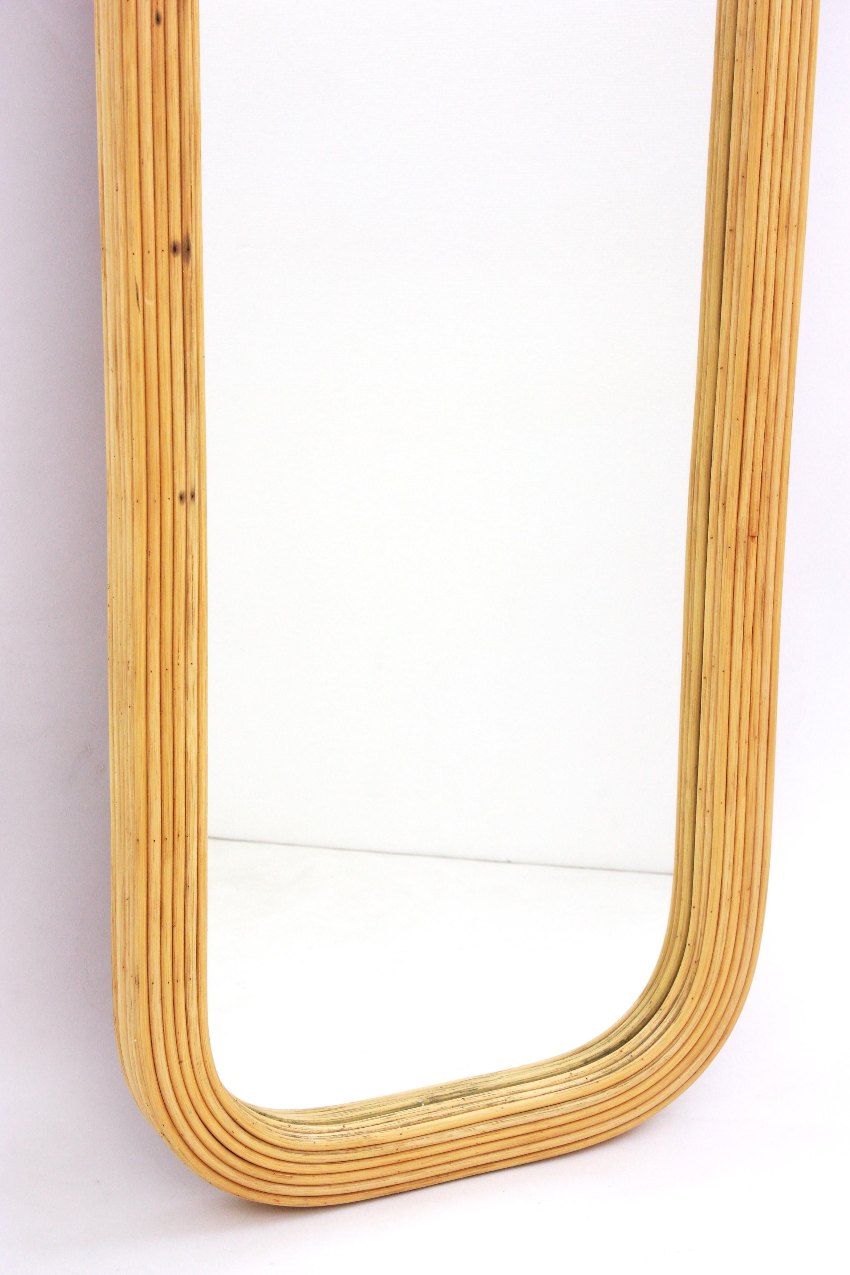 Rattan Pencil Reed Full Length Rectangular Mirror 4