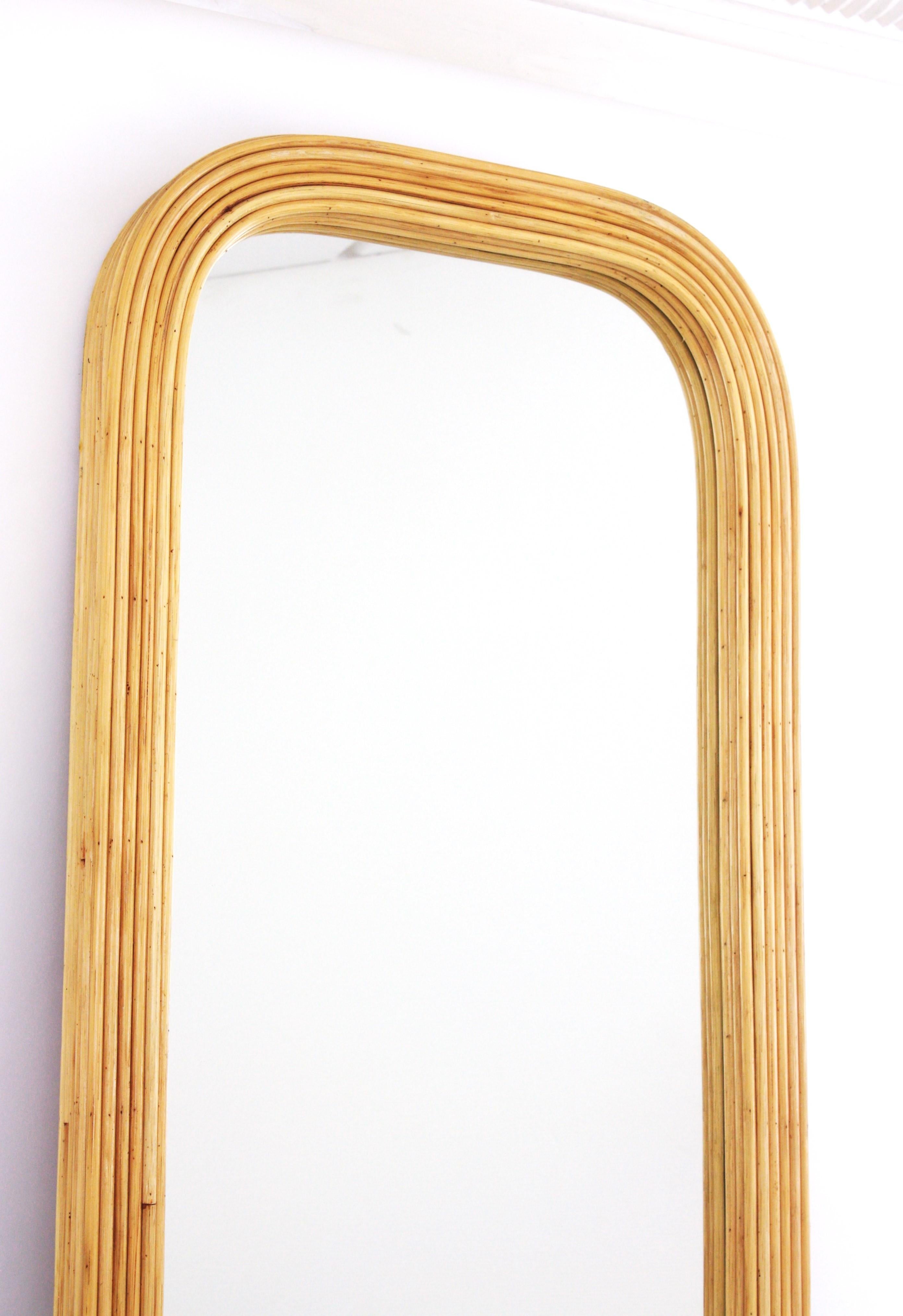 Rattan Pencil Reed Full Length Rectangular Mirror 5
