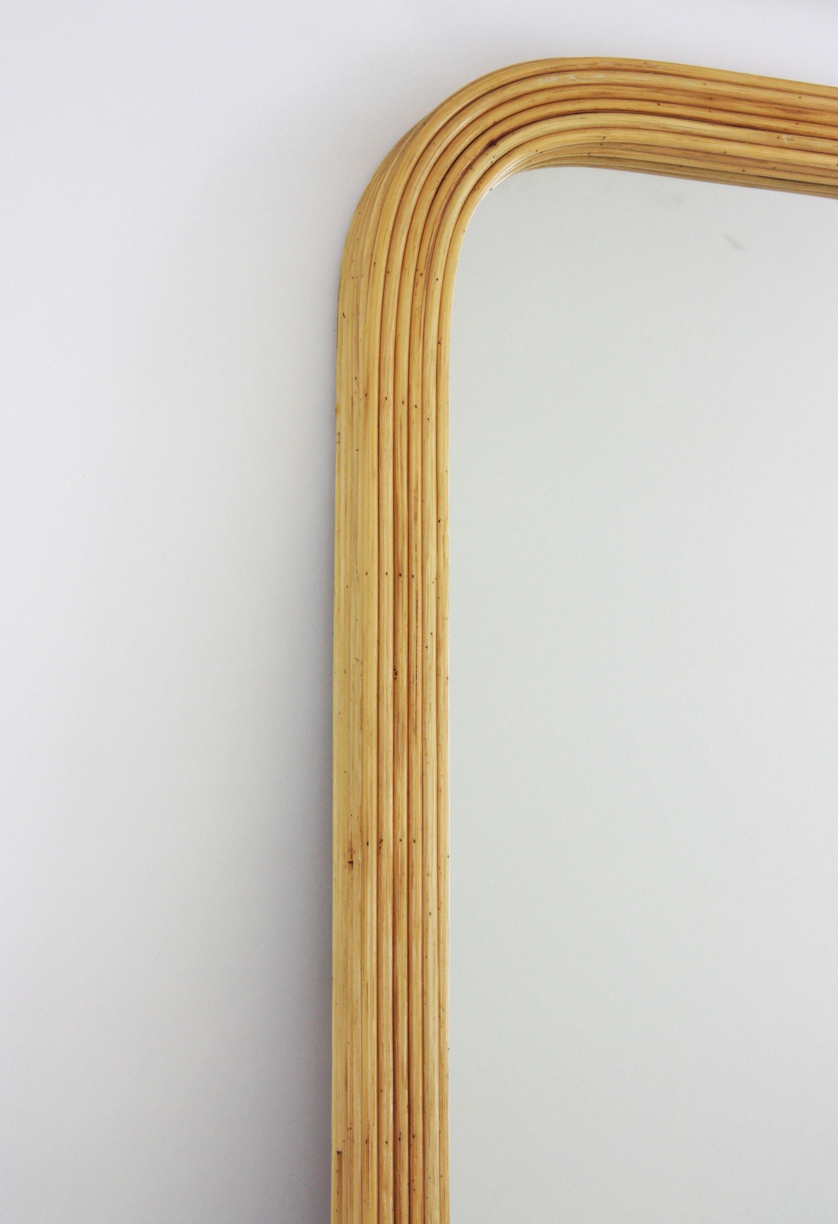 Rattan Pencil Reed Full Length Rectangular Mirror 6