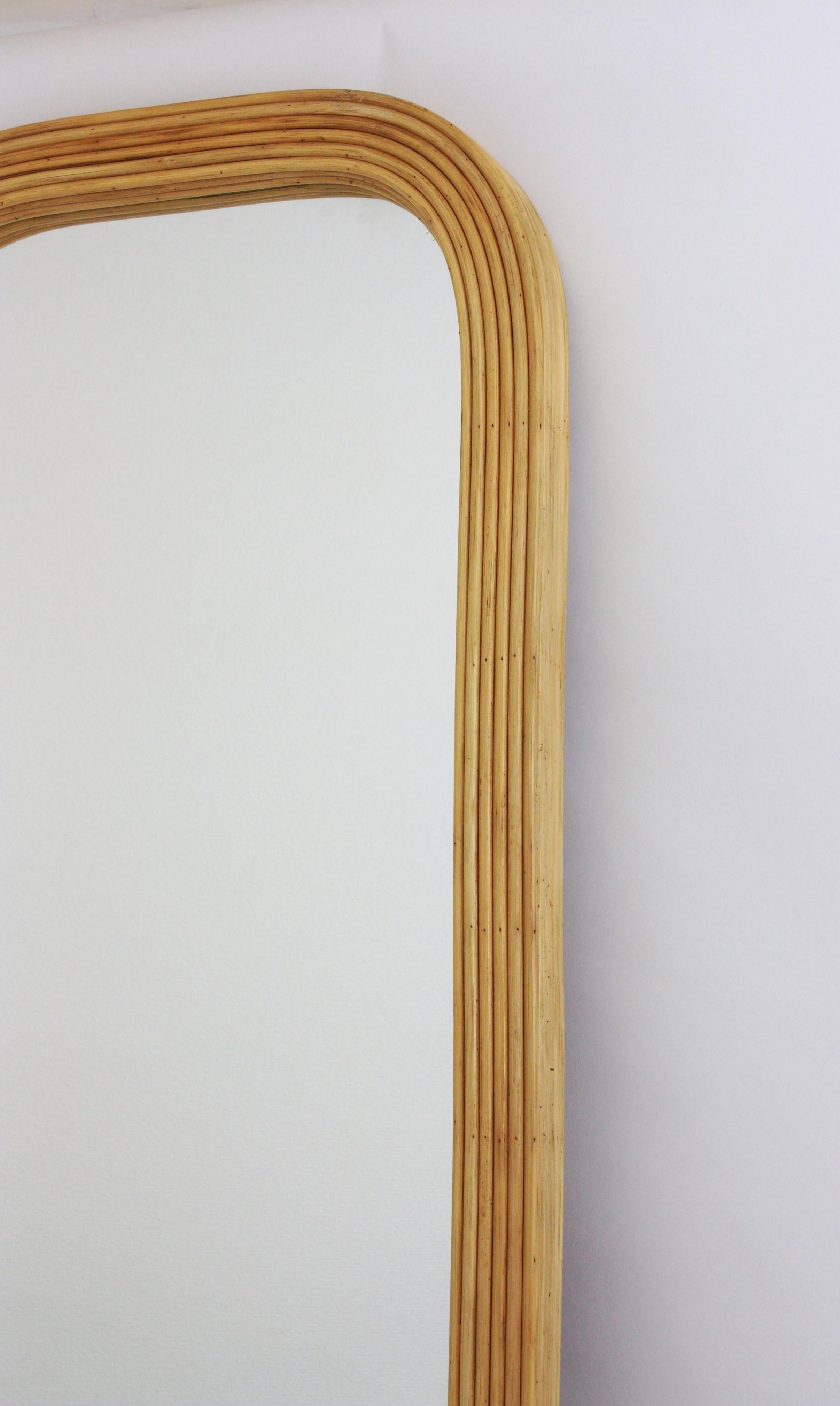 Hand-Crafted Rattan Pencil Reed Full Length Rectangular Mirror