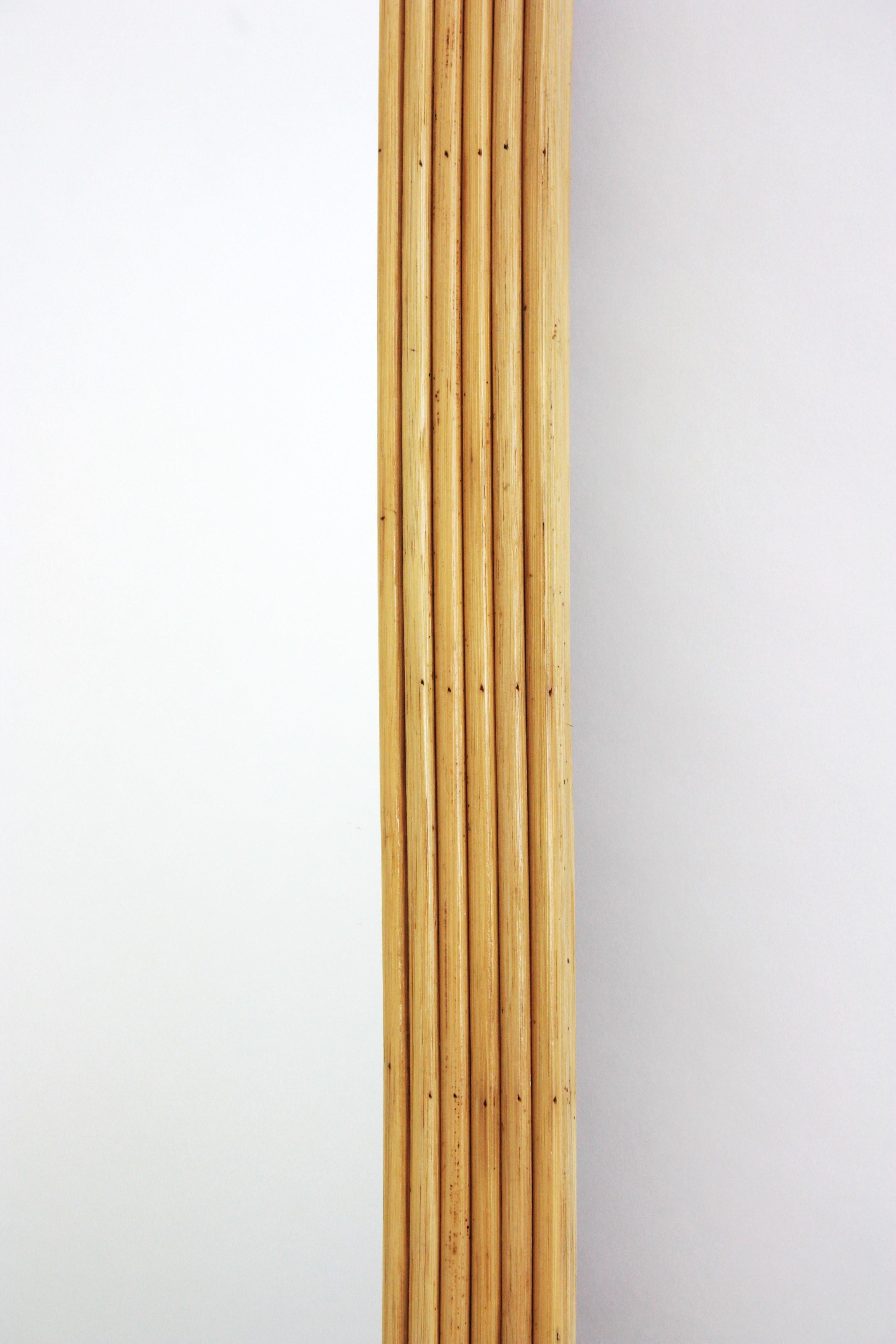 20th Century Rattan Pencil Reed Full Length Rectangular Mirror