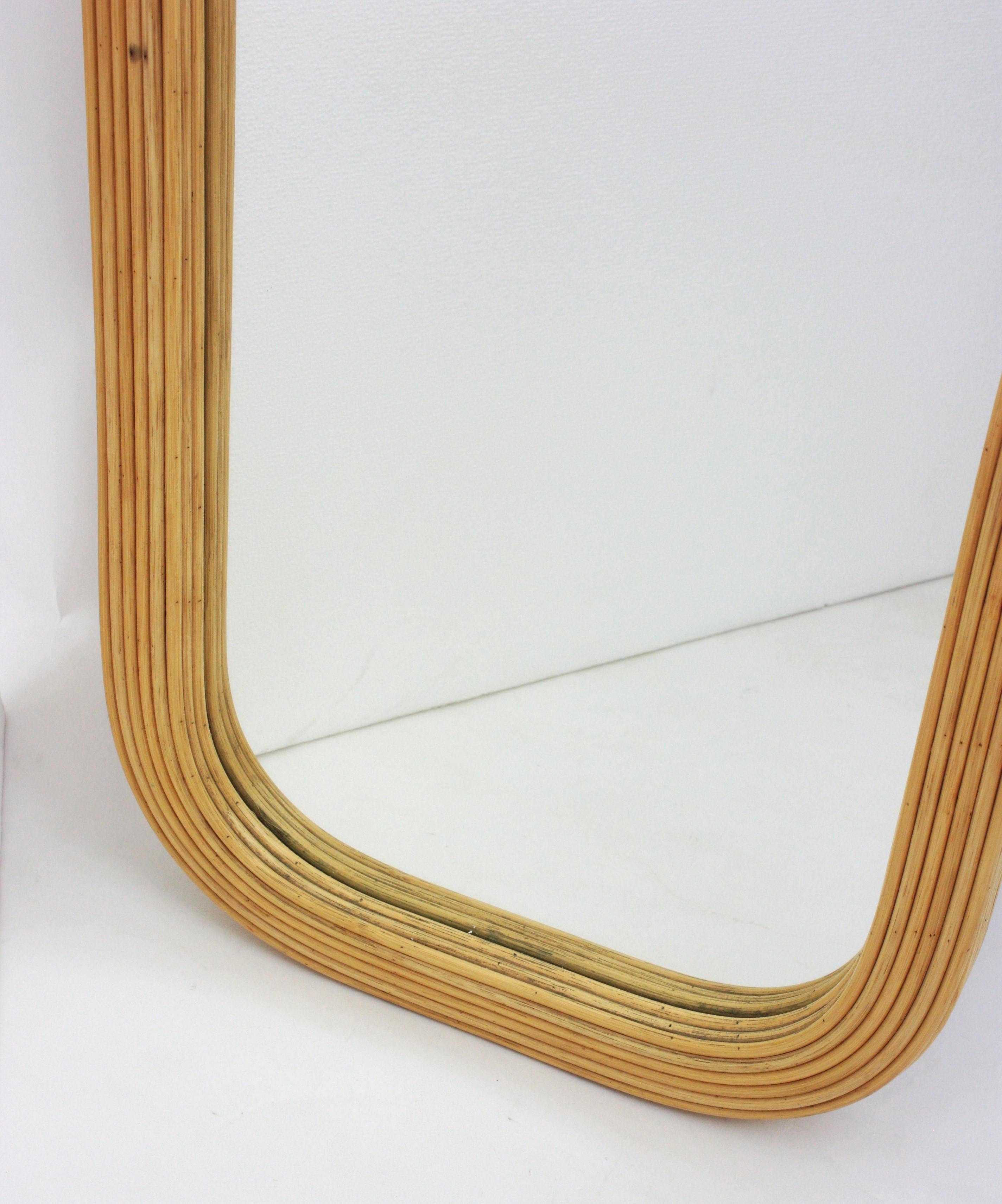 Rattan Pencil Reed Full Length Rectangular Mirror 1