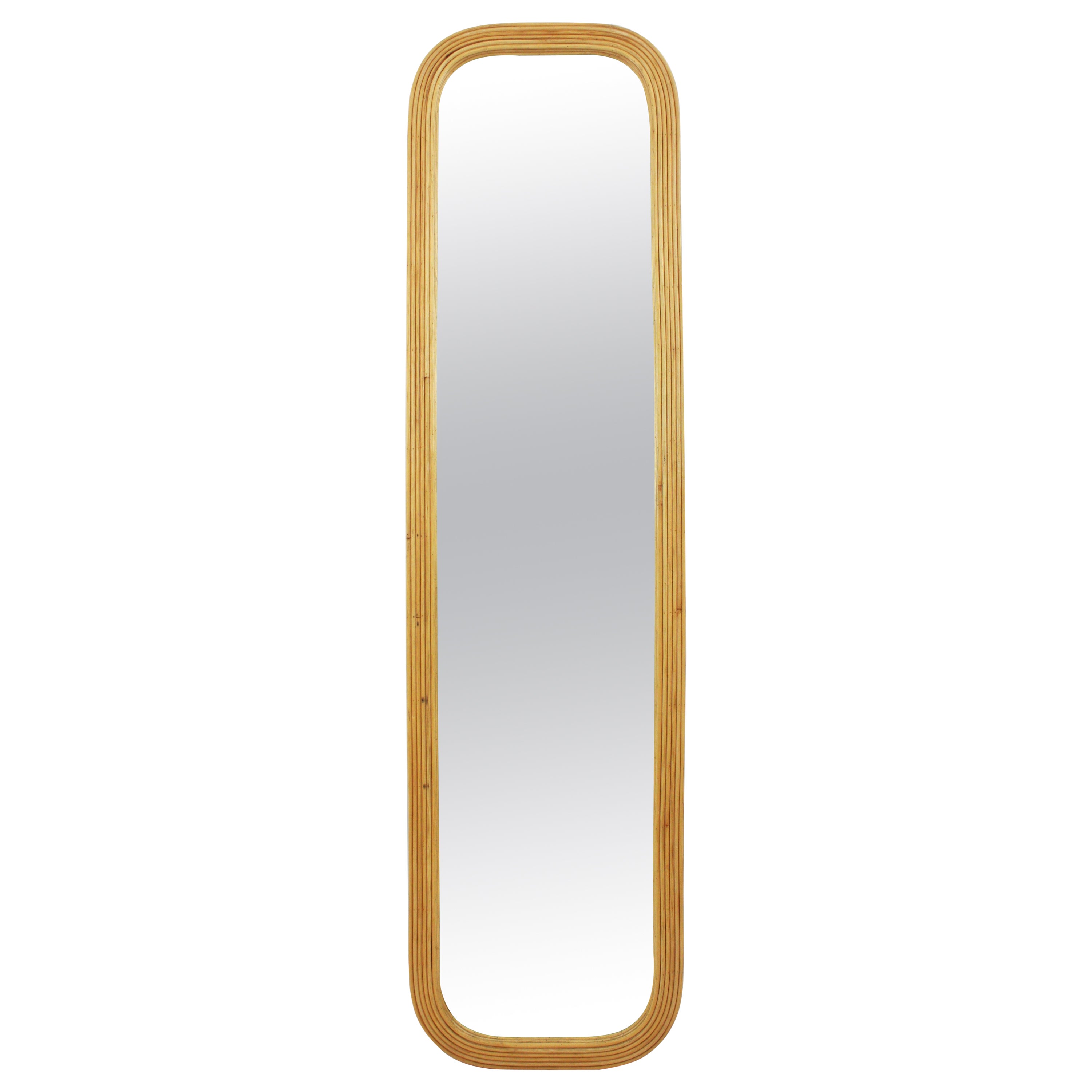 Rattan Pencil Reed Full Length Rectangular Mirror