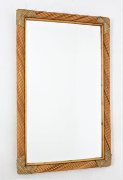 Rattan Pencil Reed Rectangular Mirror