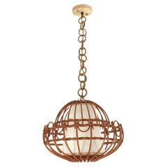 Rattan Pendant Hanging Light / Lantern, 1960s