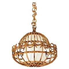 hanging rattan lantern Rattan Pendant Hanging Light / Lantern, 1960s
