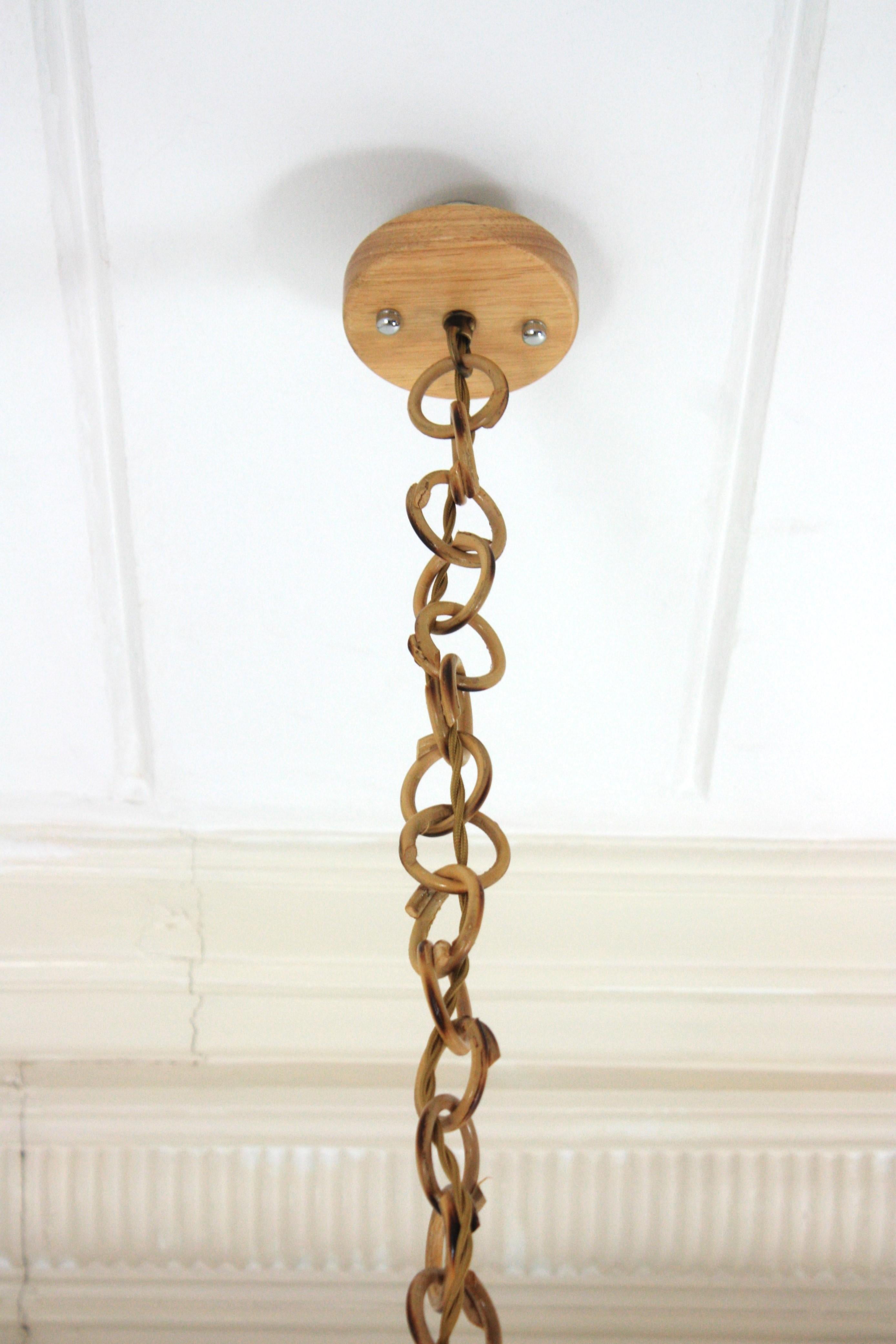 Hängeleuchte aus Rattan mit Spiraldetails, Franco Albini-Stil im Angebot 10