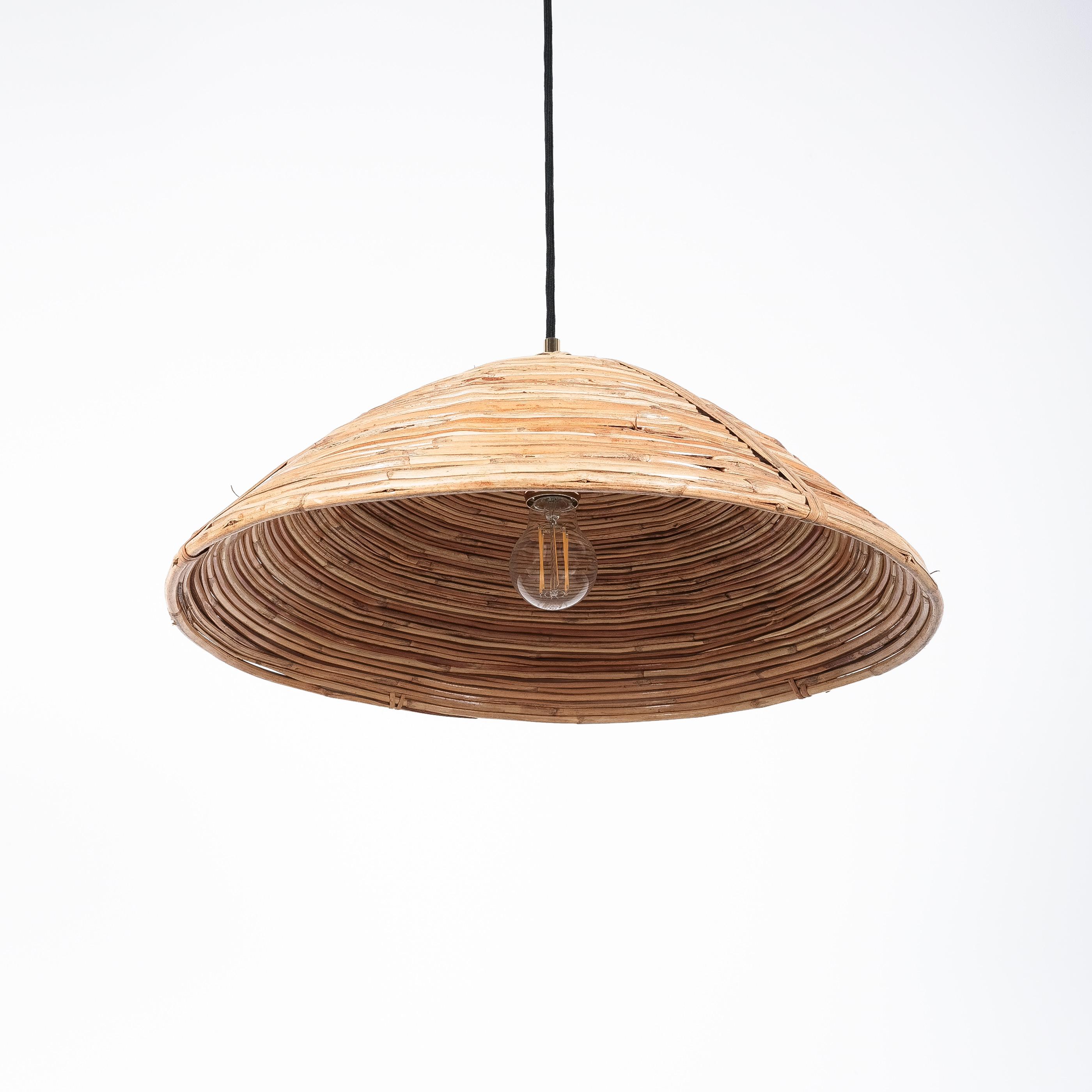 Late 20th Century Rattan Pendant Lamp by Lival Finland, circa 1970-1980 For Sale