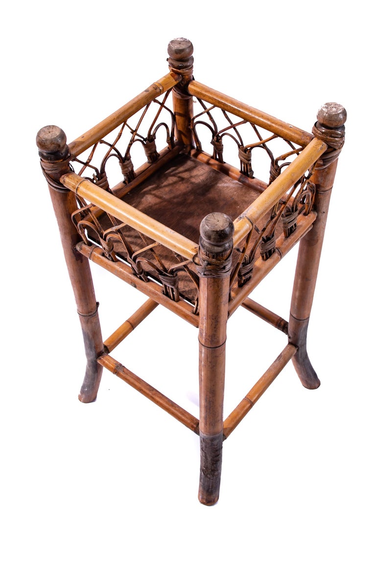 Rattan Plant Stand, Midcentury For Sale at 1stDibs