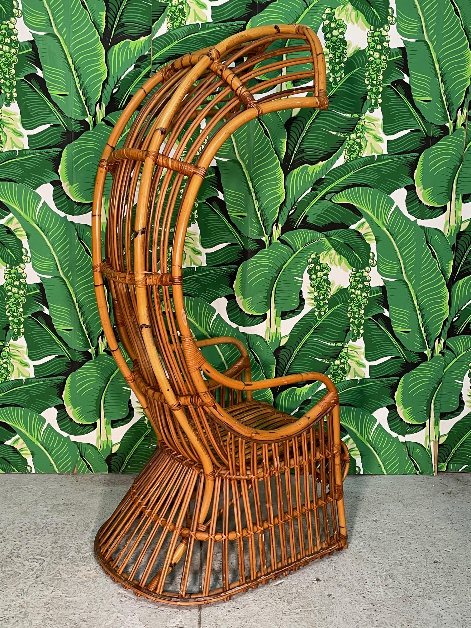 Organic Modern Rattan Porters Chair in the Manner of Franco Albini