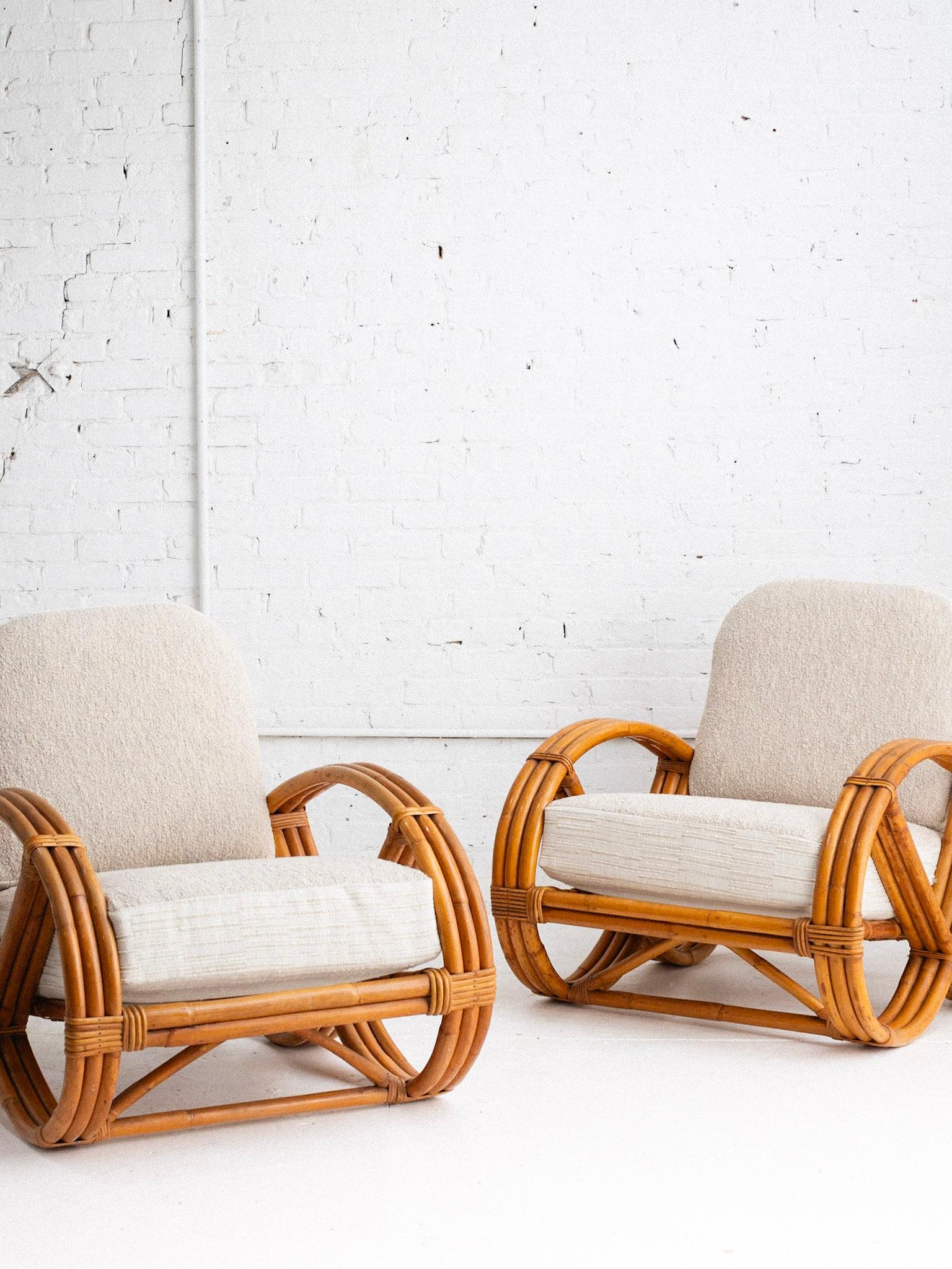Mid-Century Modern Rattan Pretzel Chair in the Style of Paul Frankl, One Available