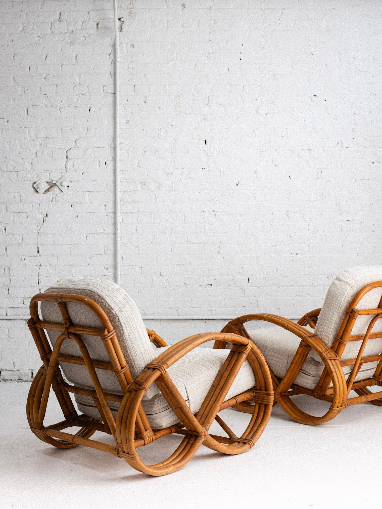 Upholstery Rattan Pretzel Chair in the Style of Paul Frankl, One Available
