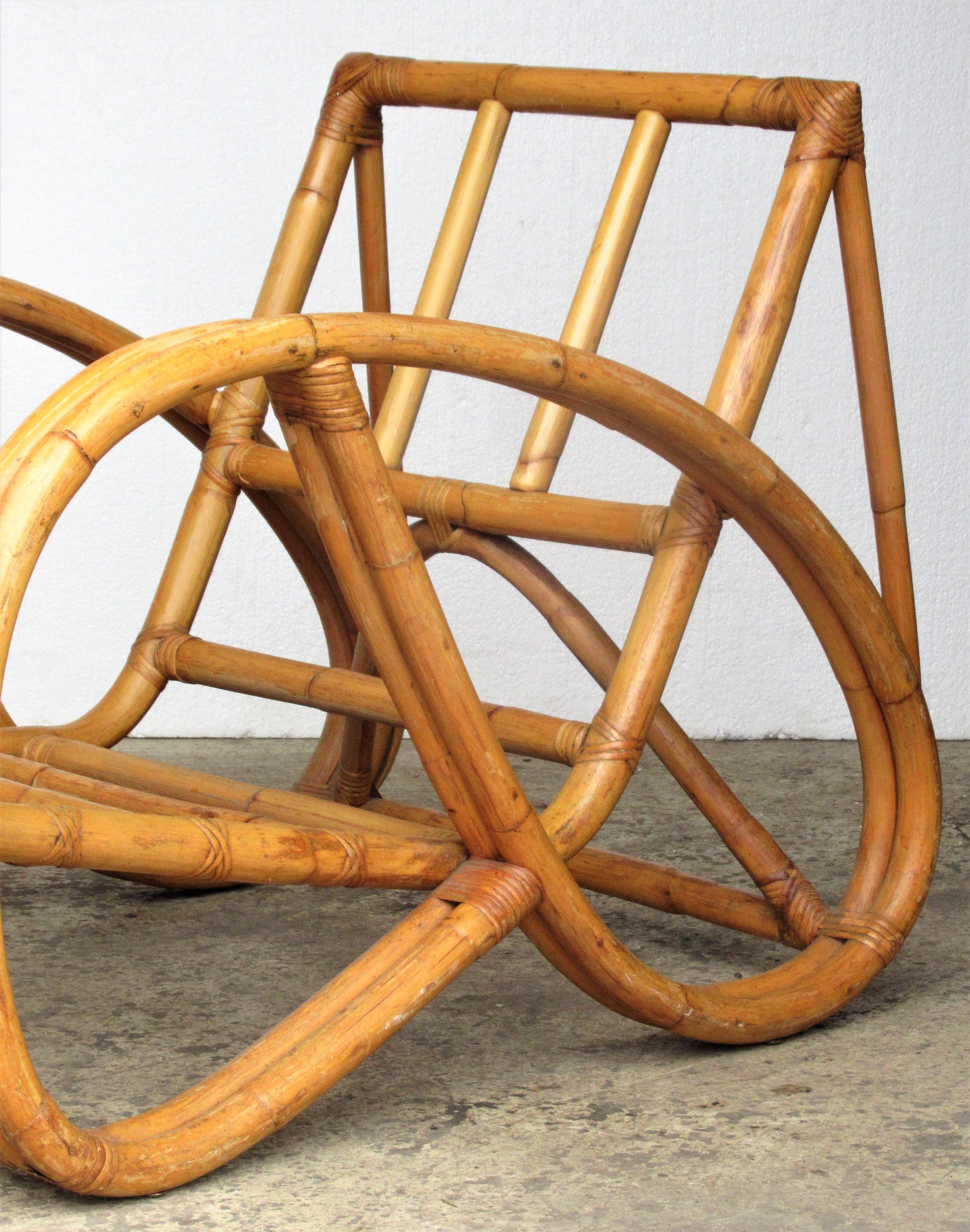 Mid-Century Modern Rattan Pretzel Lounge Chairs