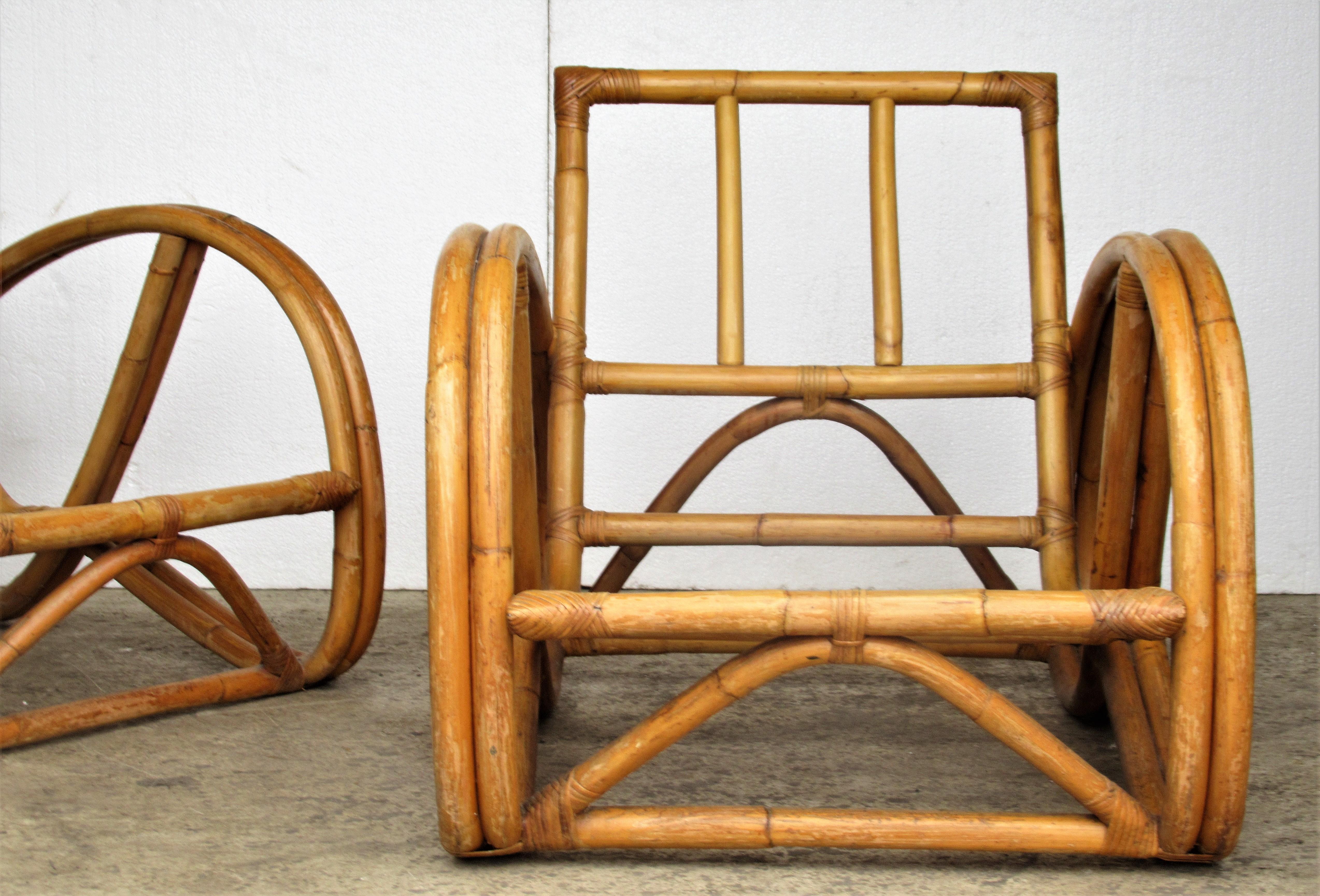 Cane Rattan Pretzel Lounge Chairs