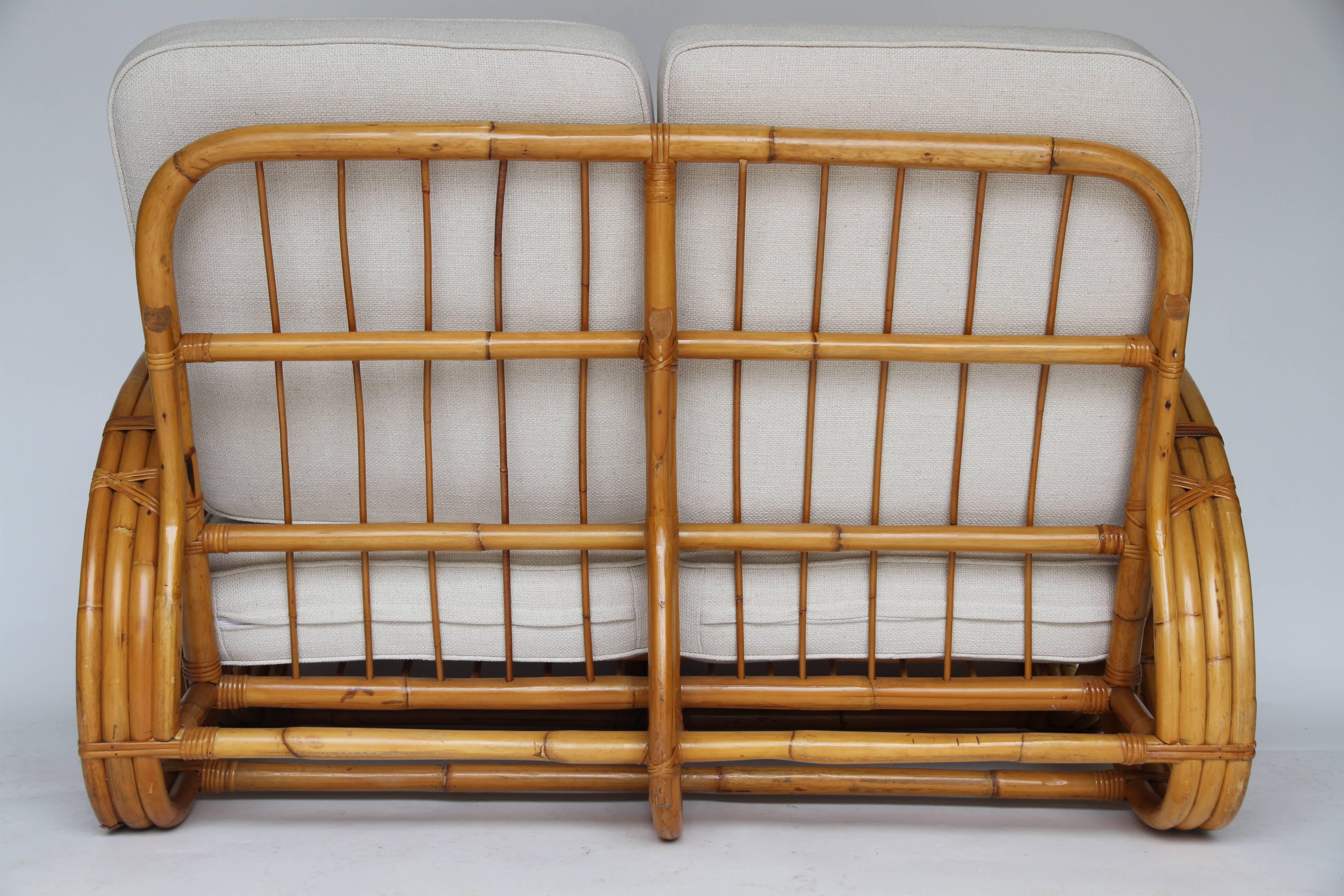 Rattan Pretzel Loveseat in the Style of Paul Frankl 1