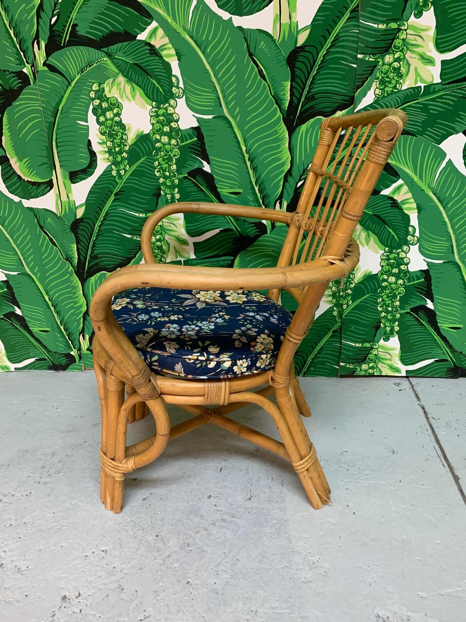 Rattan Bentwood Pretzel Style Club Chairs, a Pair In Good Condition In Jacksonville, FL