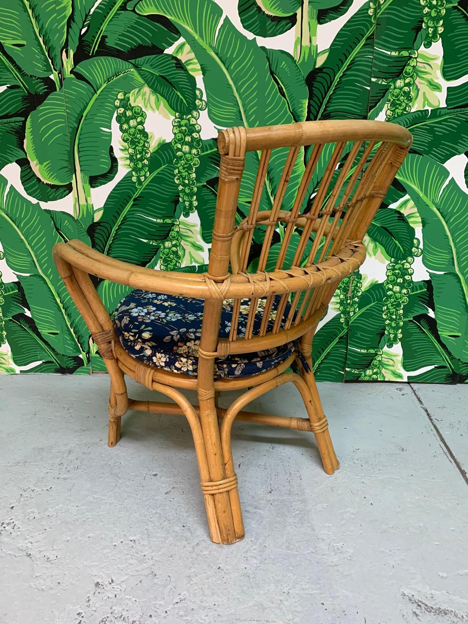 Late 20th Century Rattan Bentwood Pretzel Style Club Chairs, a Pair