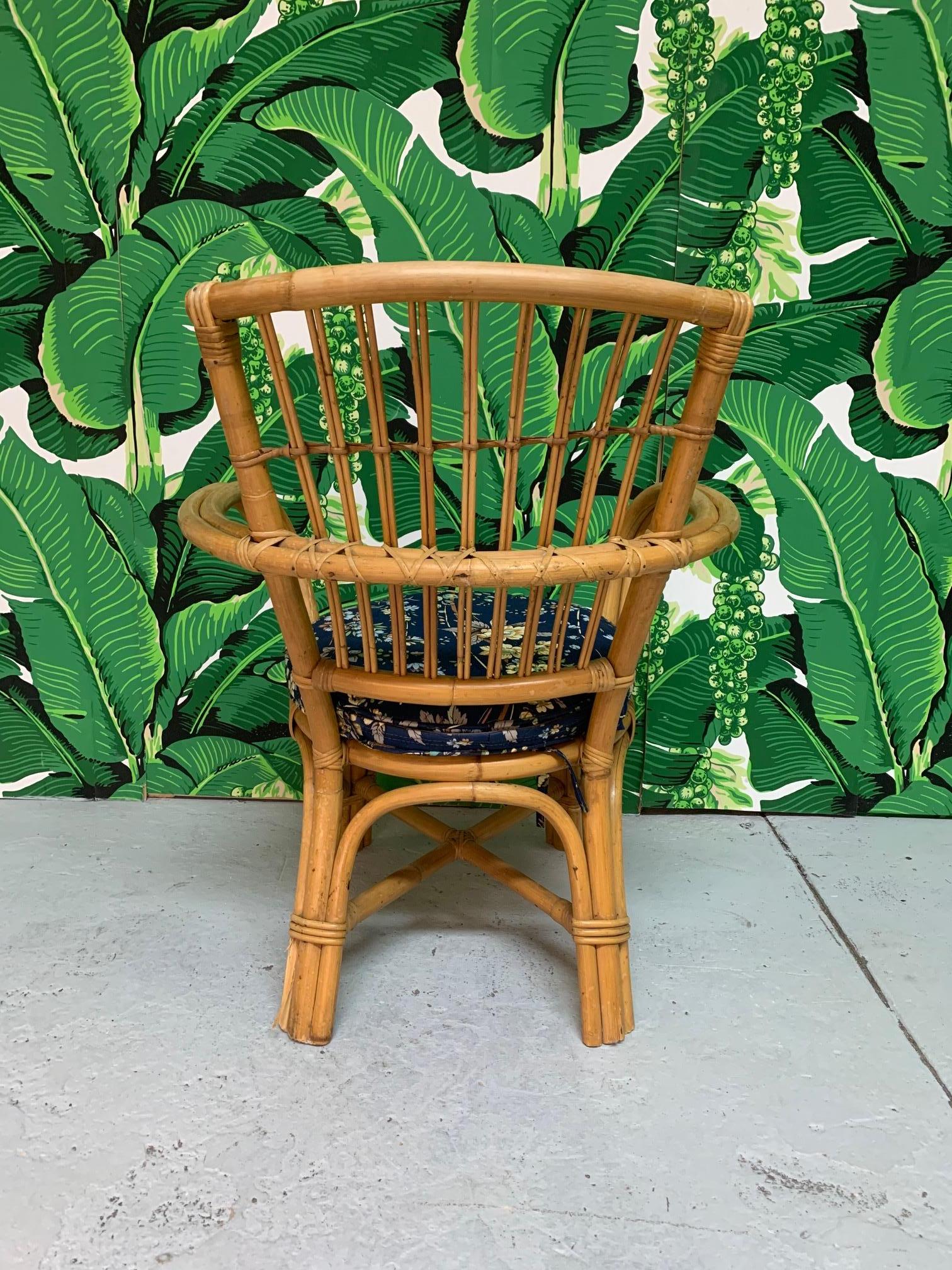 Rattan Bentwood Pretzel Style Club Chairs, a Pair 1