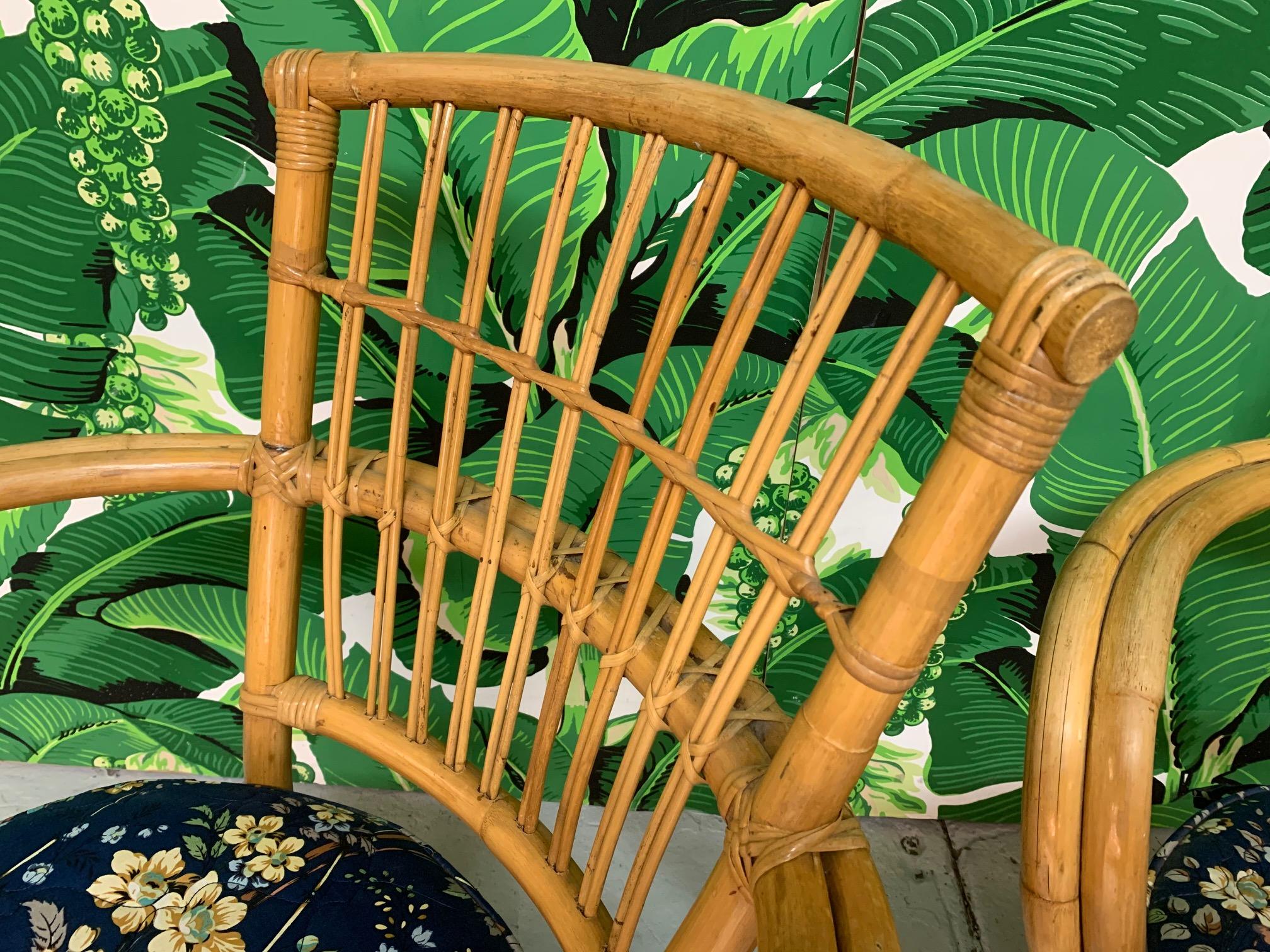 Rattan Bentwood Pretzel Style Club Chairs, a Pair 2