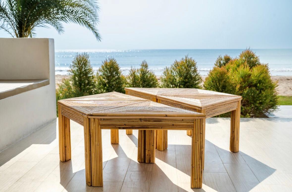 French Rattan Puzzle Coffee Table For Sale
