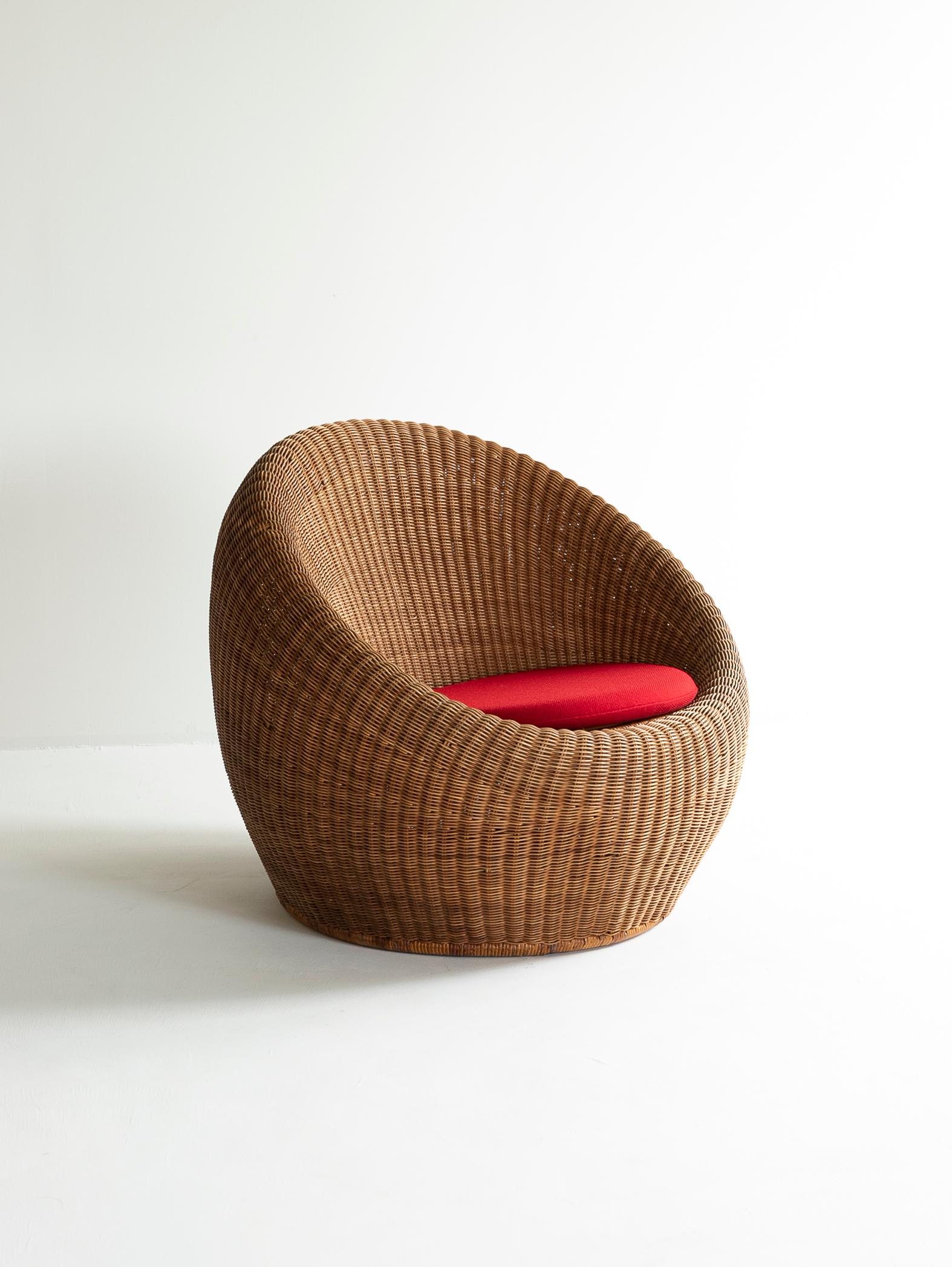 Showa Sedia da salotto in rattan di Isamu Kenmochi  , circa anni '80 in vendita