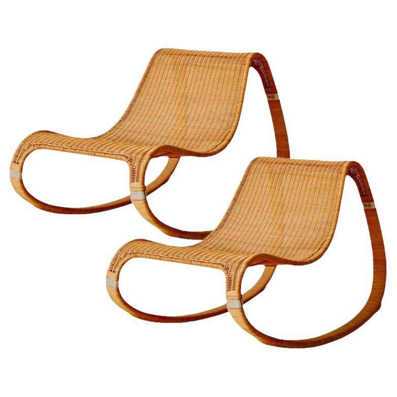 Restored Stick Pencil Rattan Rocking Lounge Chair by Emerson For Sale ...