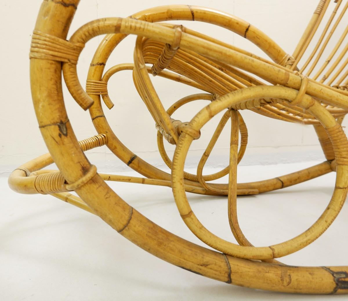 Late 20th Century Rattan Rocking Chair by Rohe Noordwolde, a Pair Available For Sale