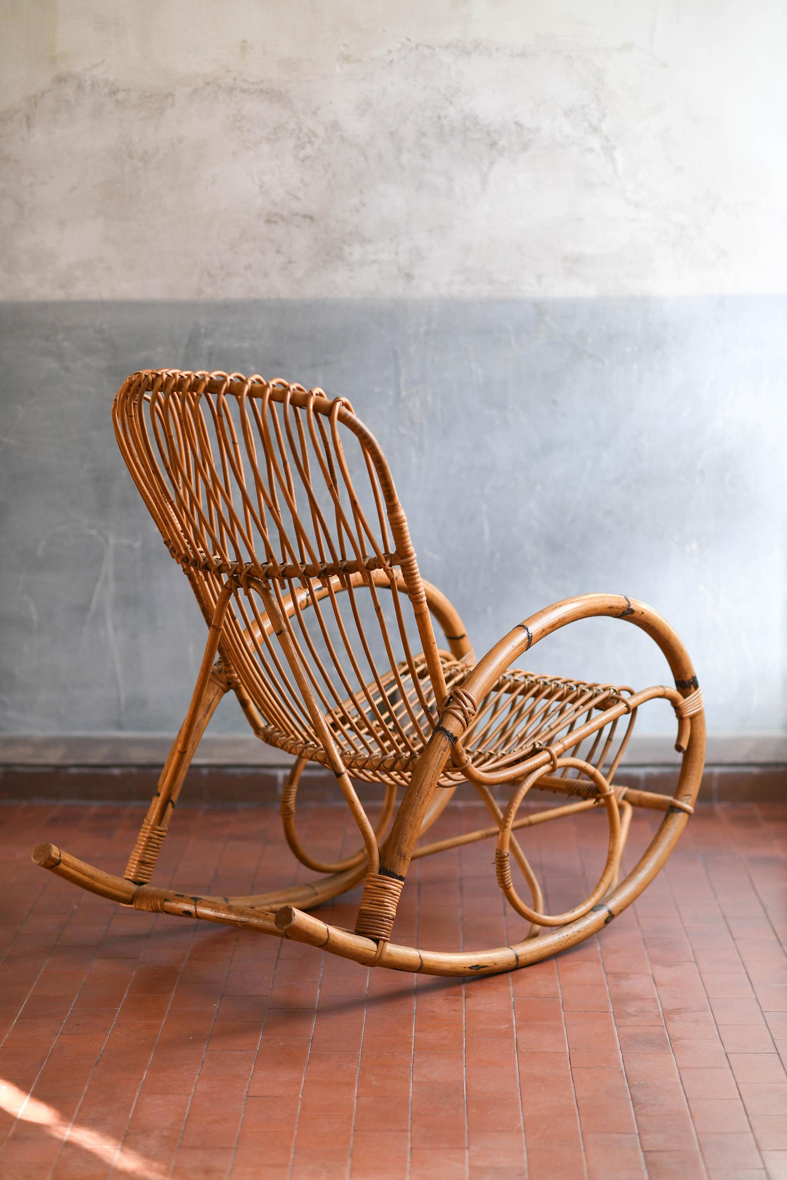 Rattan rocking chair, Italy 1980 6