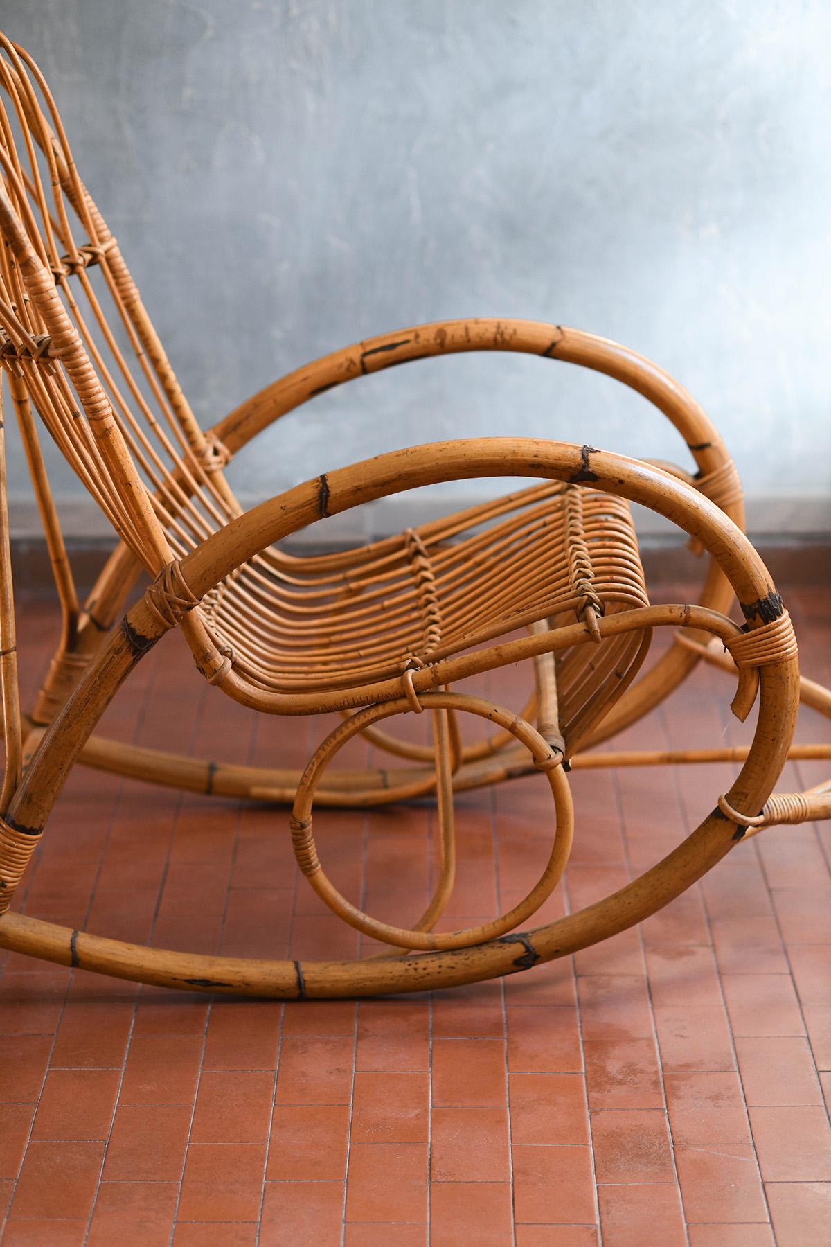 Rattan rocking chair, Italy 1980 4
