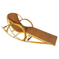 Rattan Rocking Chaise Lounge Chair, 1970