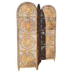 Rattan Room Divider, Starburst Design, Mid Century, MCM, Boho Chic, Backdrop