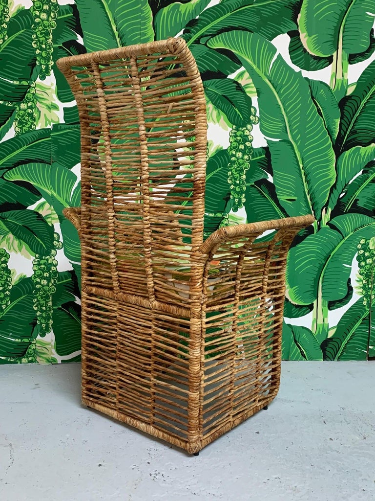 Rattan Rope Jute Wrapped 6Piece Dining Chairs For Sale at 1stDibs