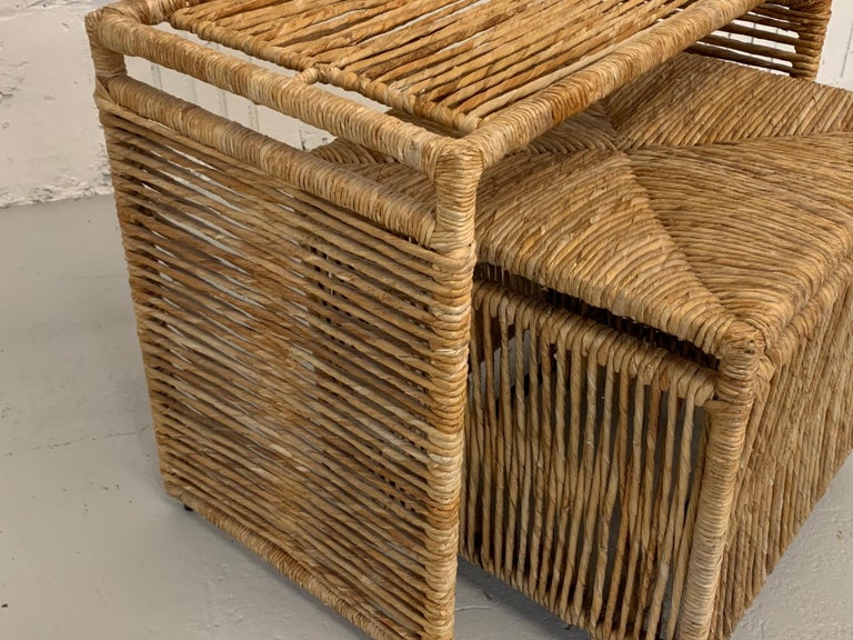 Rattan Rope Jute Wrapped Nesting Tables For Sale at 1stDibs nesting