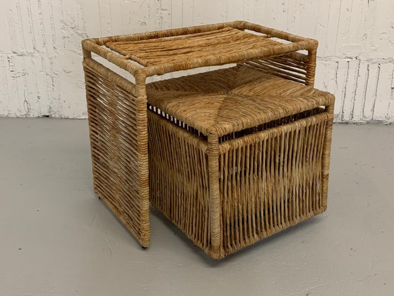 Rattan Rope Jute Wrapped Nesting Tables For Sale at 1stDibs nesting