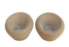 Rattan Round Chairs by Isamu Kenmochi