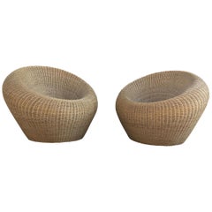 Rattan Round Chairs by Isamu Kenmochi