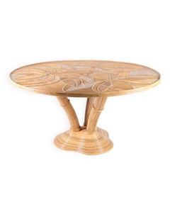 Table de salle à manger ronde en rotin