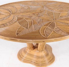 Rattan round dining table