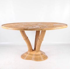 Mesa de comedor redonda de ratán