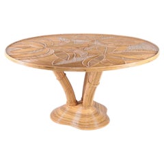 Rattan round dining table
