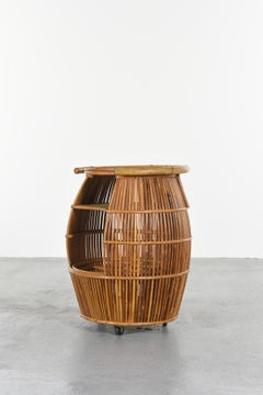 Rattan Round Drinks by Adrien Audoux & Frida Minet Golf Juan, 1950s