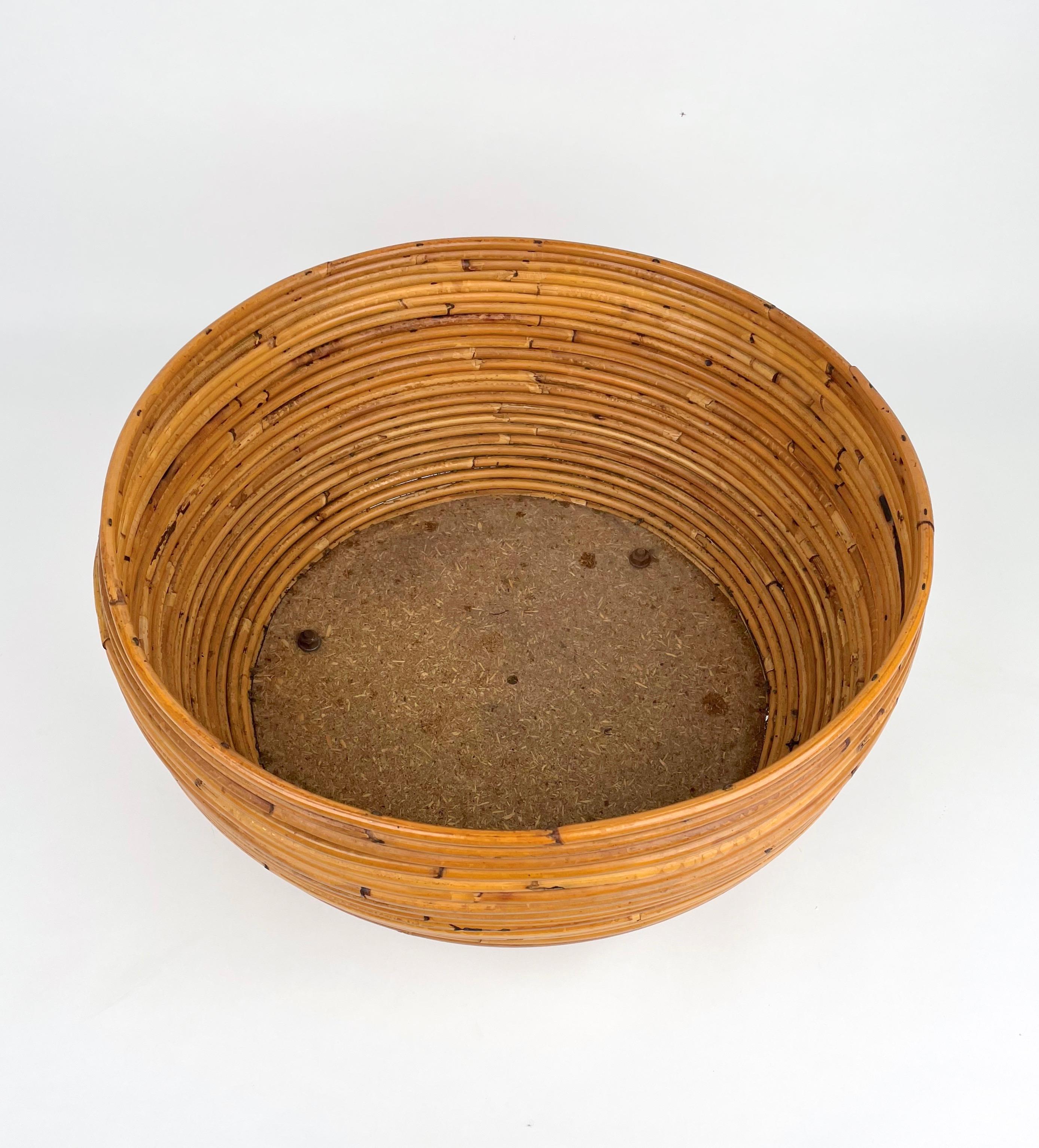 Portafiori rotondo in rattan nello stile dei Vivai del Sud 1960s in vendita 2