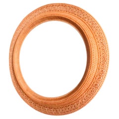 Specchio rotondo in rattan Mid Century Modern