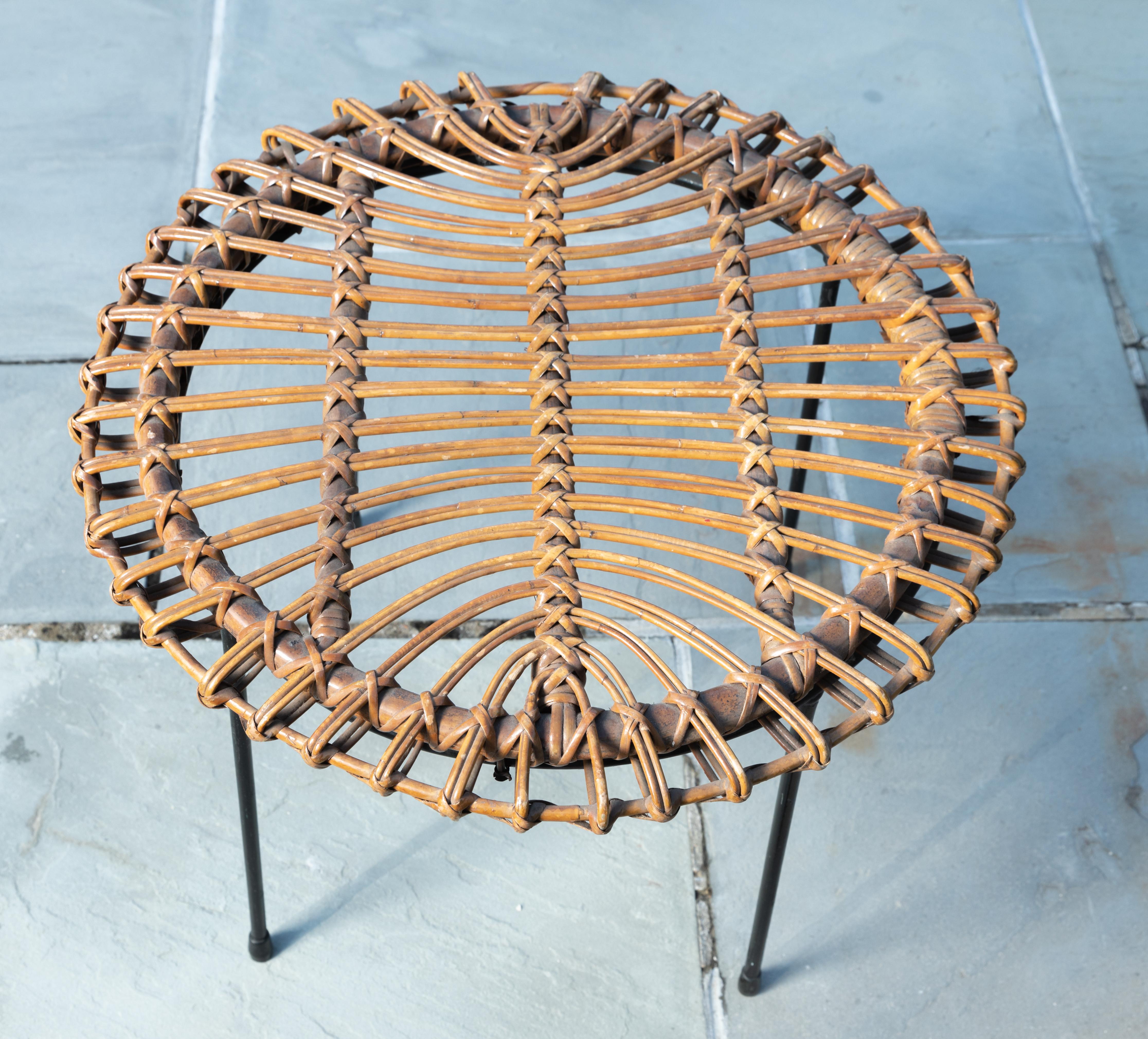 wicker and metal side table