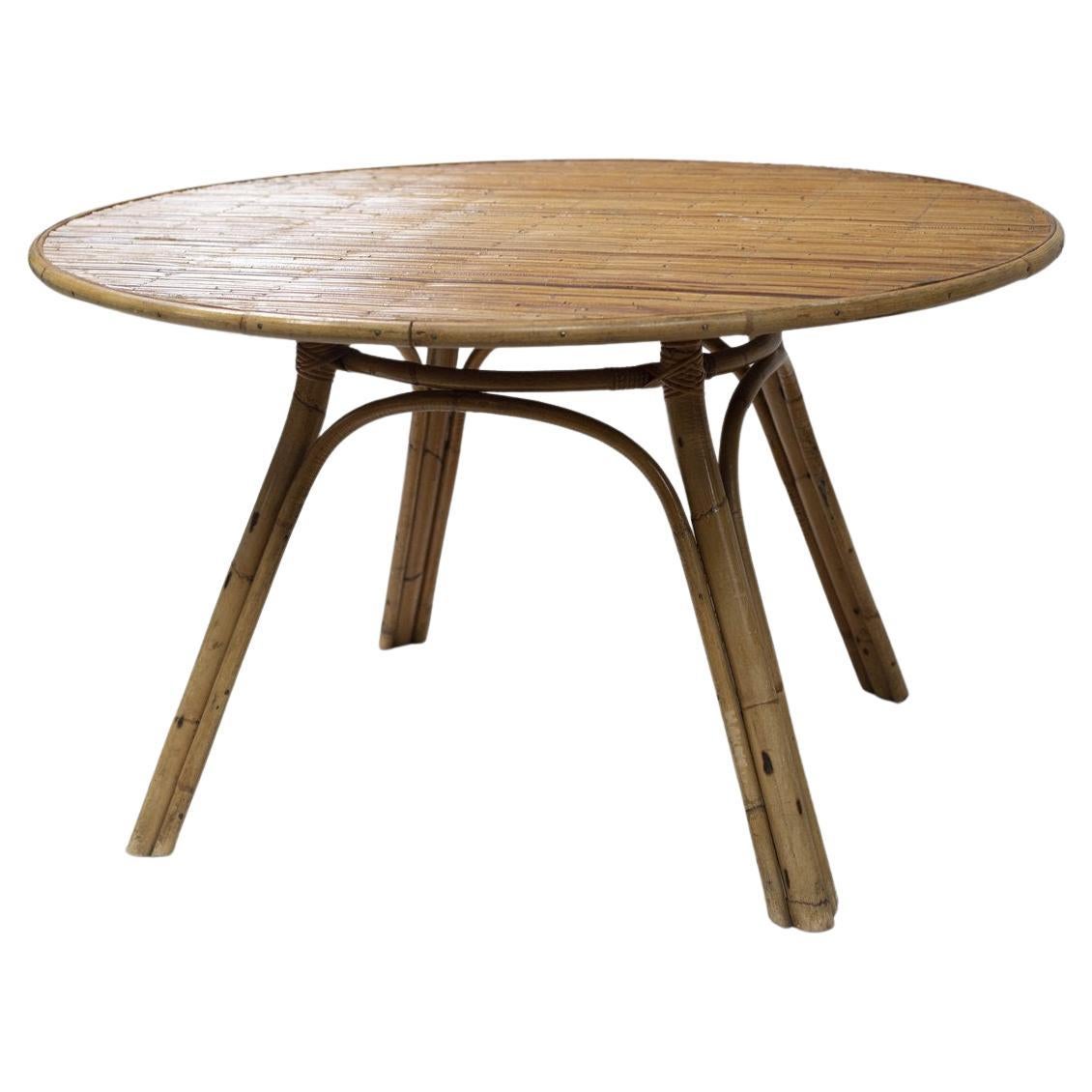 Rattan Round Table Audoux-Minet Styled