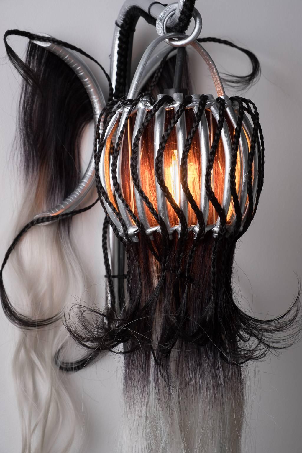 French Rattan Sconce and Synthetic Fibers, Unique Pieces, Art Modern