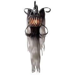 Rattan Sconce and Synthetic Fibers, Unique Pieces, Art Modern