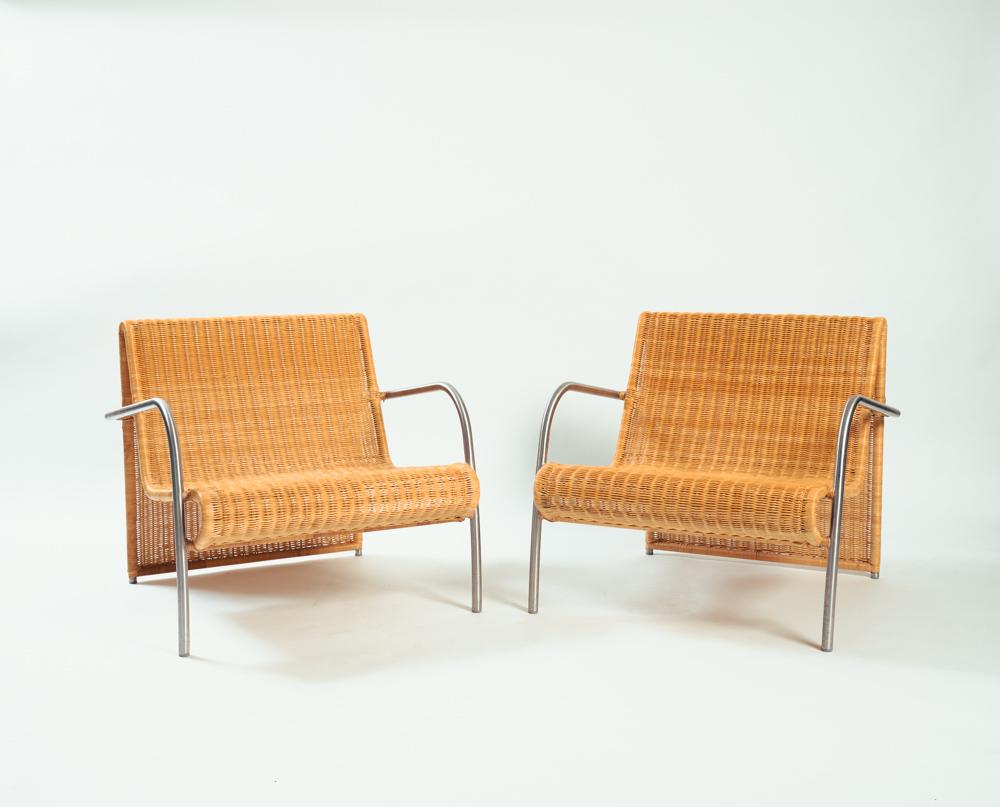 Rattan seating group set with waved back, 1990s 5
